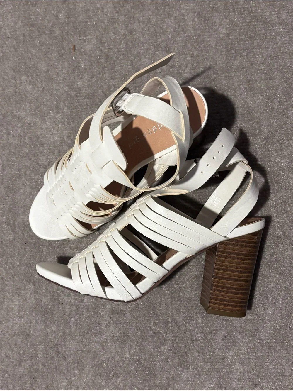 Steve Madden White Strappy Block Heel Sandals